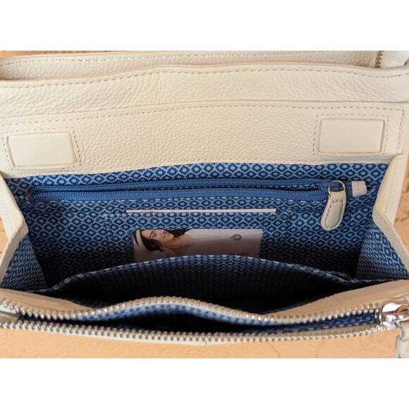 NWT BRIGHTON White Barbados City Organizer Crossbody Tasseled White-Blue #T435A2 - Picture 10 of 16